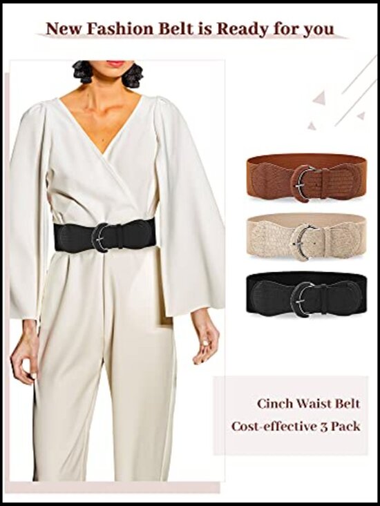 Wide Elastic Leather Belt for Dresses Stretchy Cinch main image 6